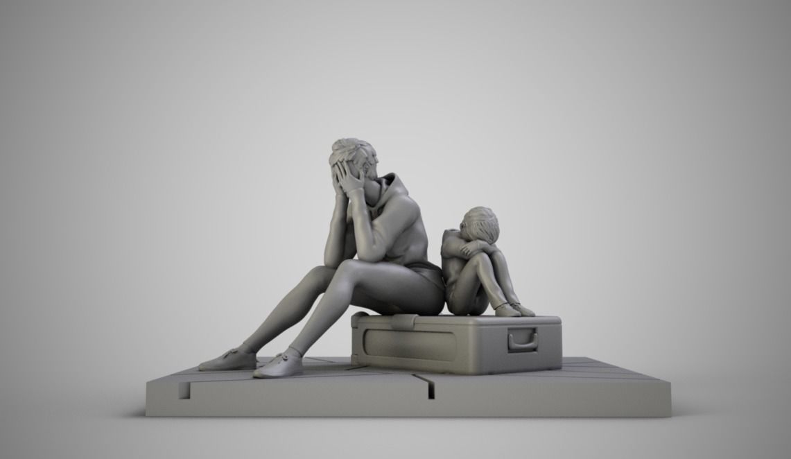 Mother and Child at Station 3D print model_2
