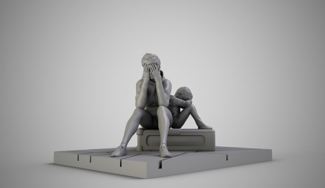 Mother and Child at Station 3D print model_1