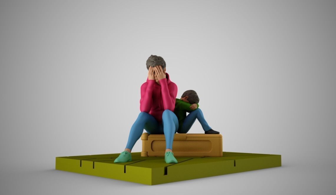 Mother and Child at Station 3D print model_10