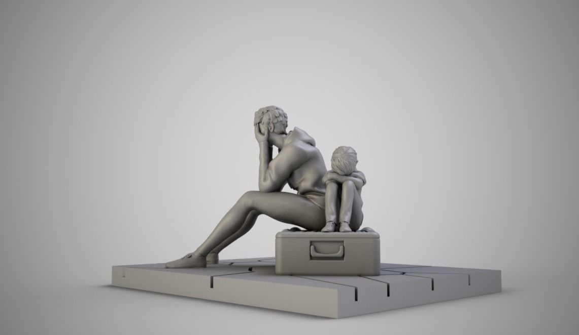 Mother and Child at Station 3D print model_3