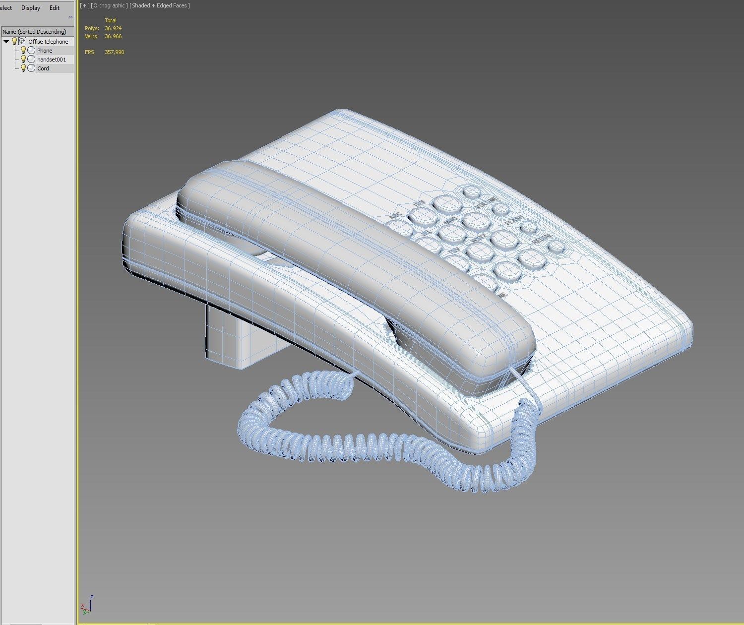 Offise telephone Low-poly 3D model_8