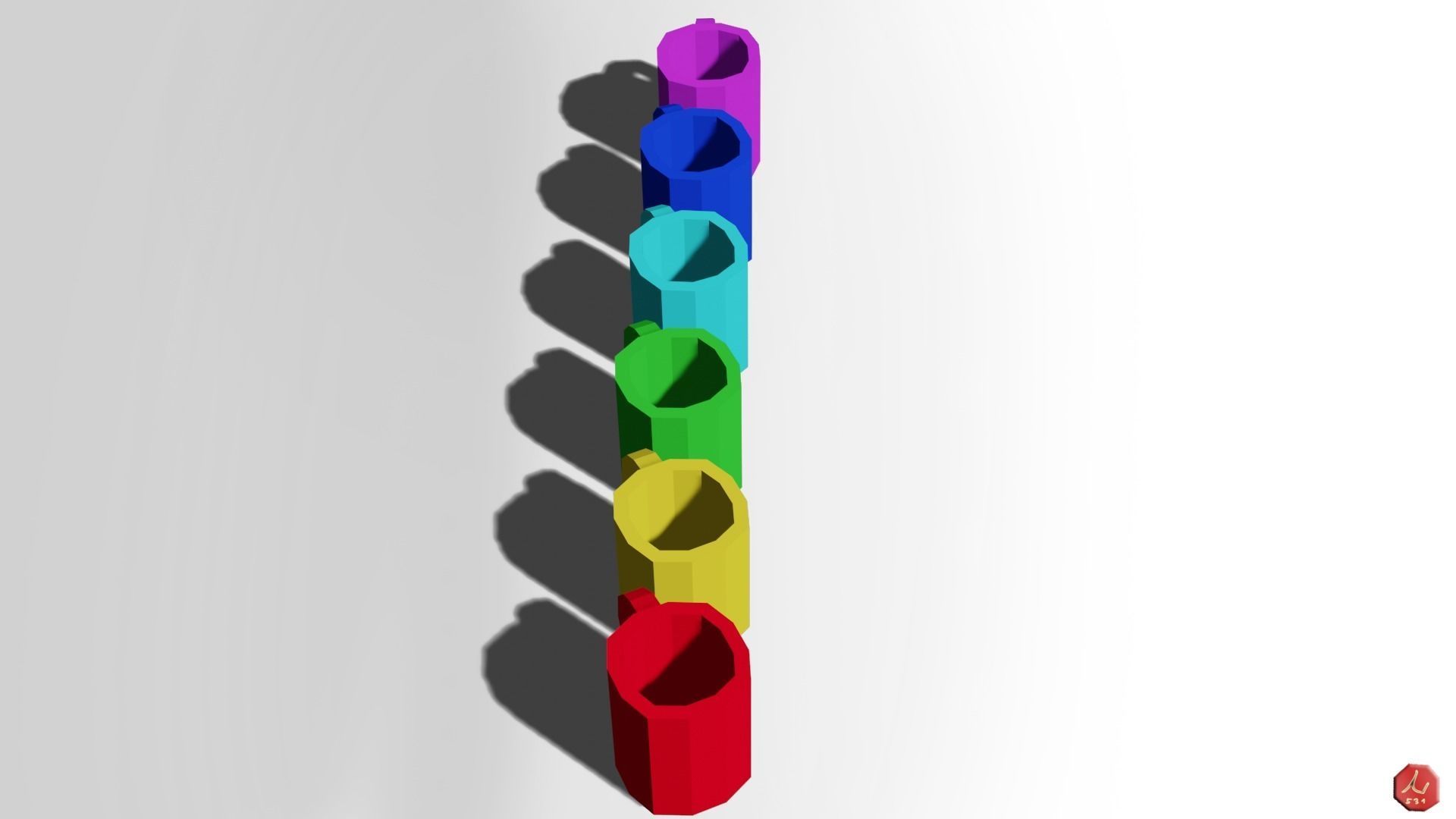 Low-poly Mugs 6 colors Low-poly 3D model_3