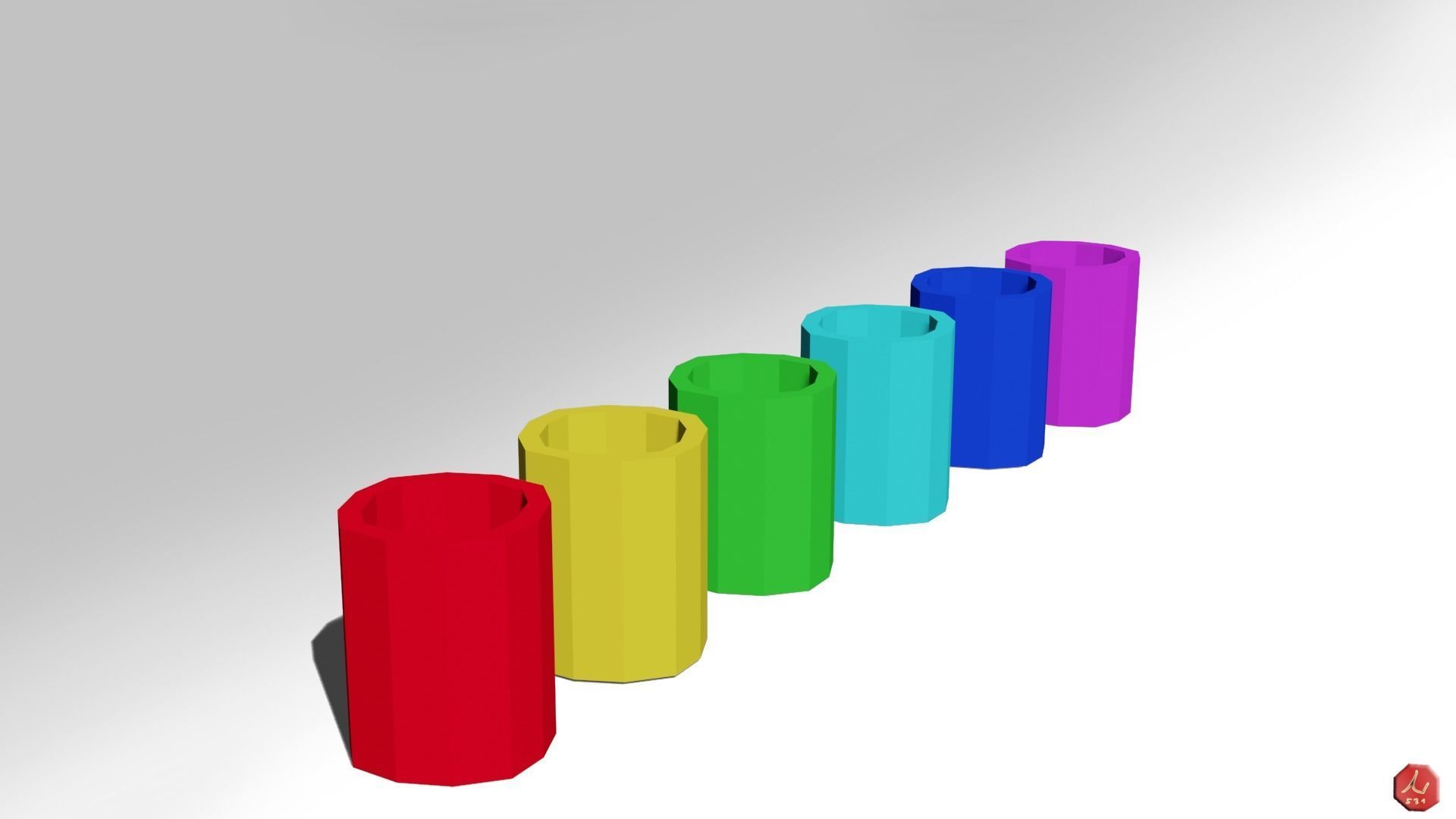 Low-poly Mugs 6 colors Low-poly 3D model_1
