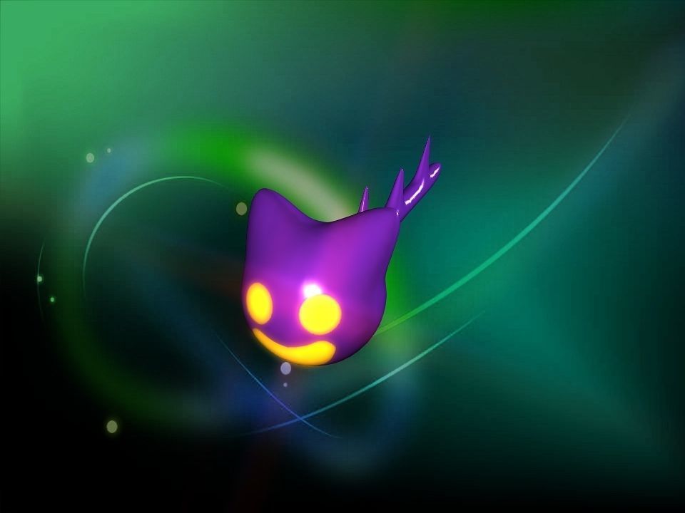 Cooty the smile cat face ghost cartoon Low-poly 3D model_10
