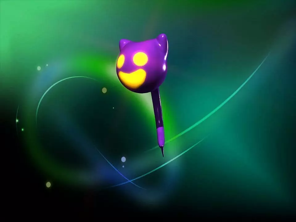 Cooty the smile cat face ghost cartoon Low-poly 3D model_0