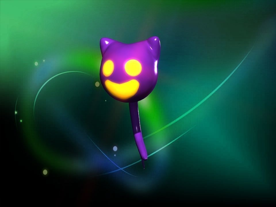 Cooty the smile cat face ghost cartoon Low-poly 3D model_12