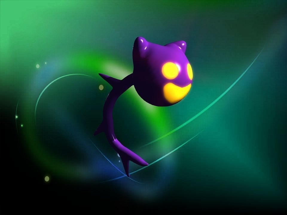 Cooty the smile cat face ghost cartoon Low-poly 3D model_4