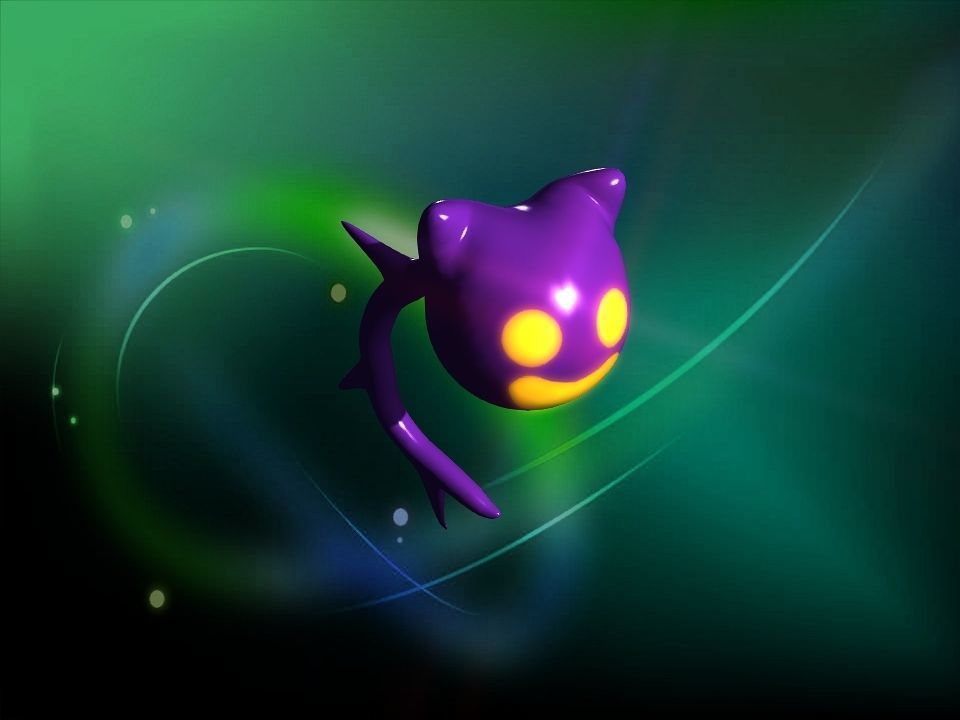 Cooty the smile cat face ghost cartoon Low-poly 3D model_6