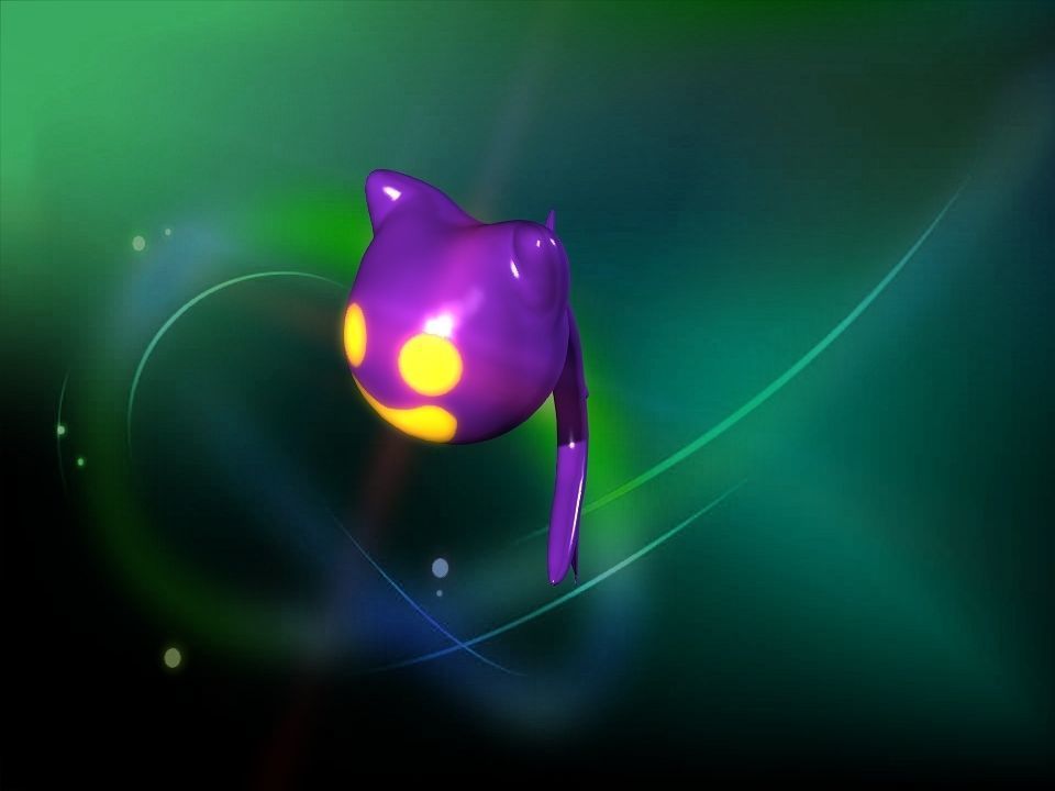 Cooty the smile cat face ghost cartoon Low-poly 3D model_7