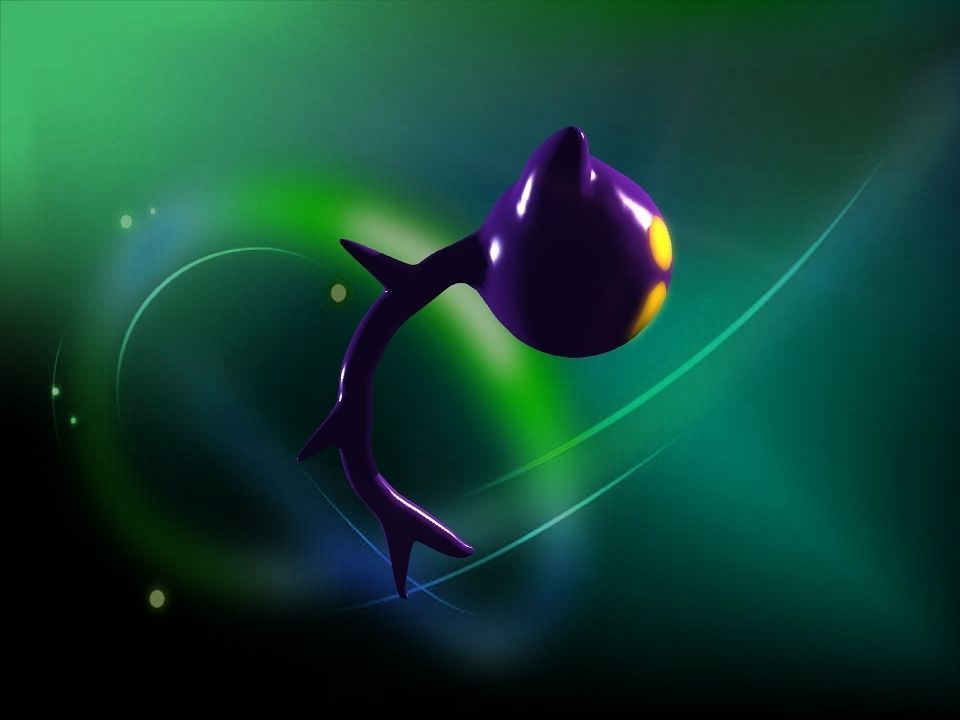 Cooty the smile cat face ghost cartoon Low-poly 3D model_3