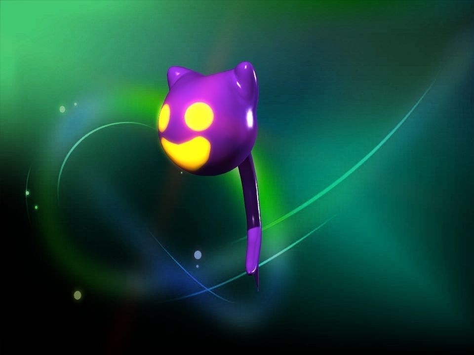 Cooty the smile cat face ghost cartoon Low-poly 3D model_16