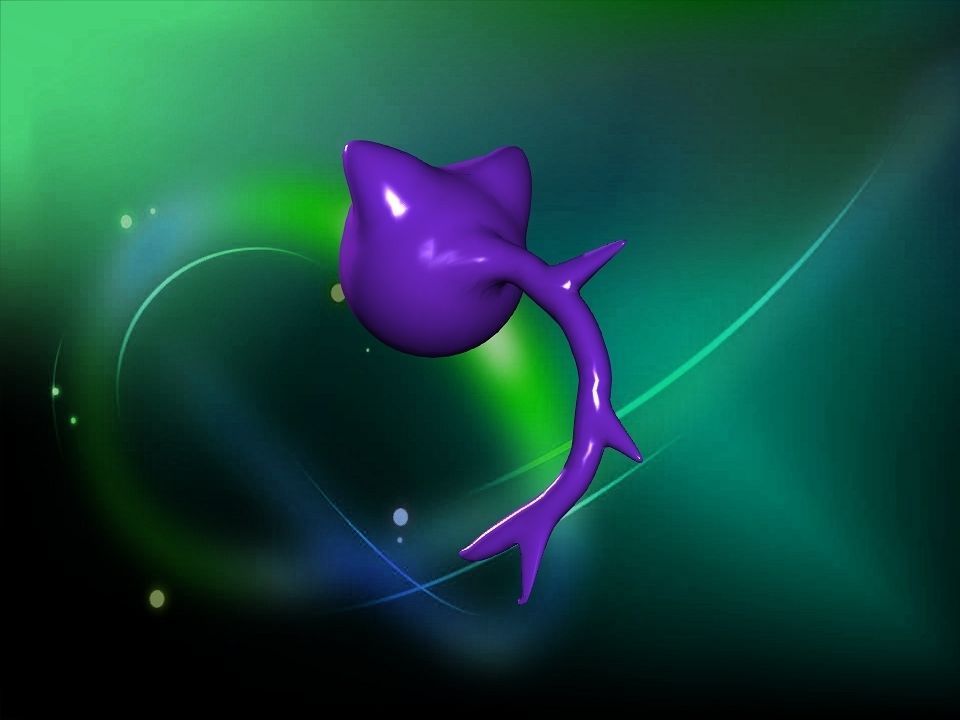 Cooty the smile cat face ghost cartoon Low-poly 3D model_20