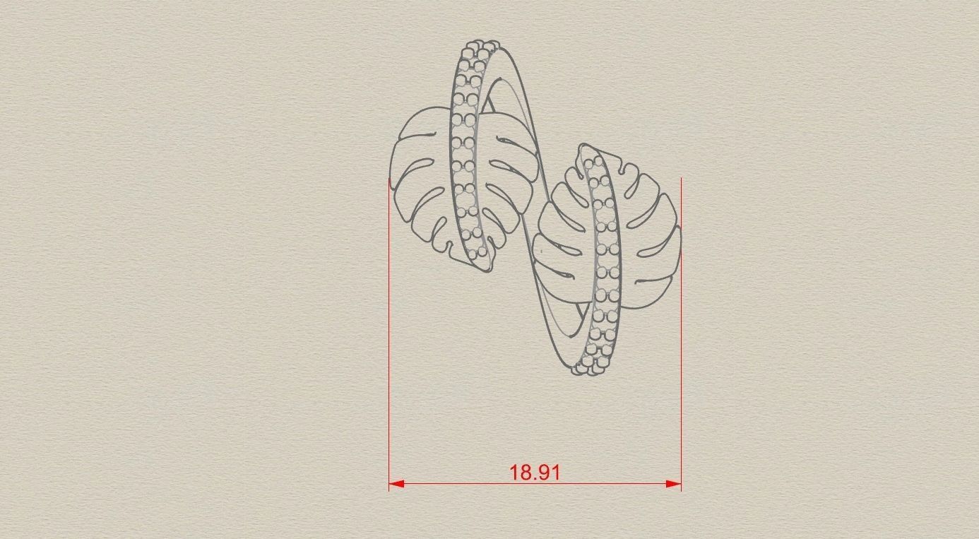 Diamond palm monstera leaf ring Pre supported STLs included 3D print model_8