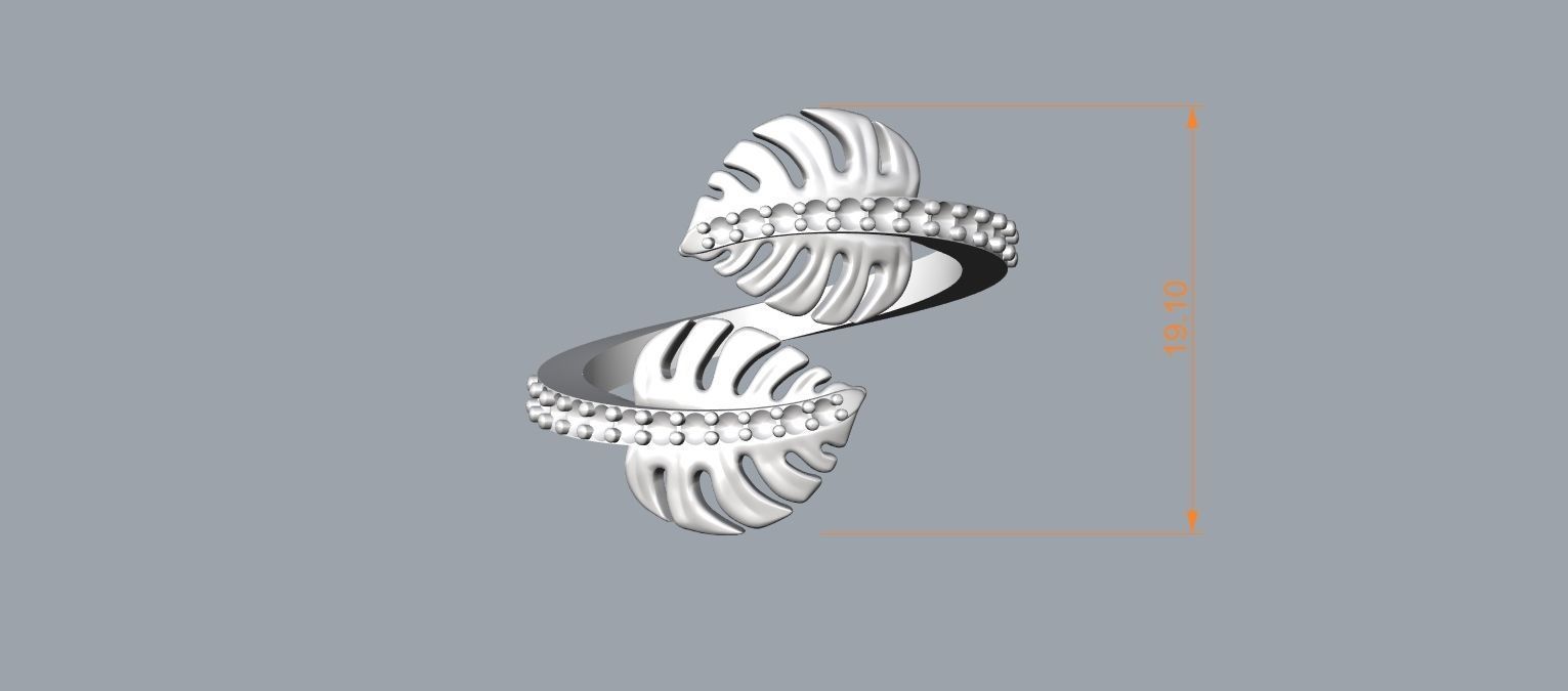 Diamond palm monstera leaf ring Pre supported STLs included 3D print model_10