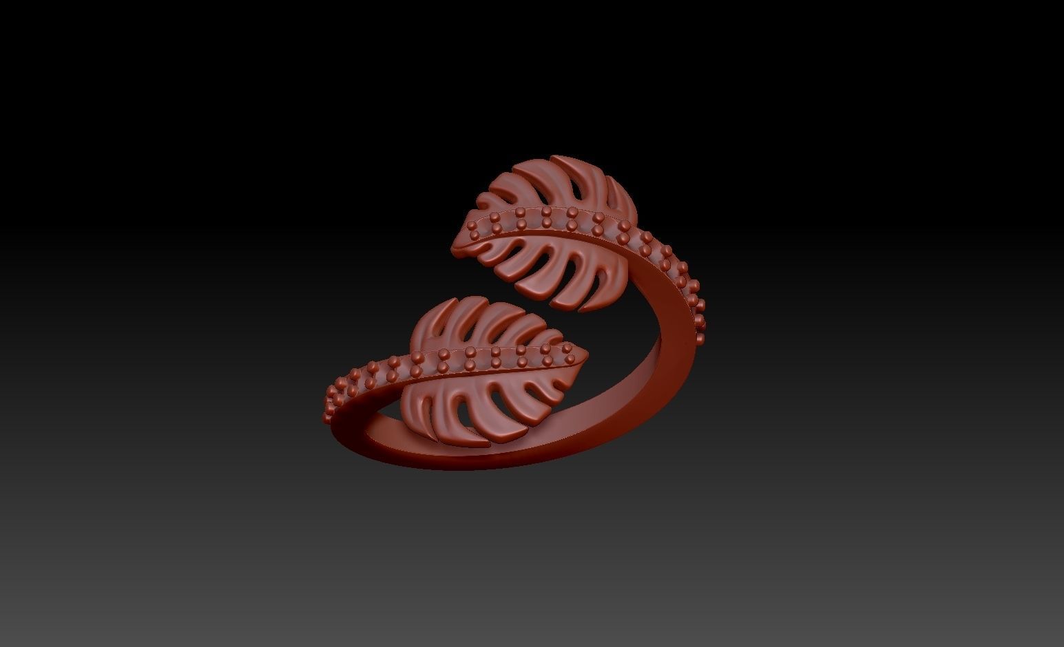 Diamond palm monstera leaf ring Pre supported STLs included 3D print model_3