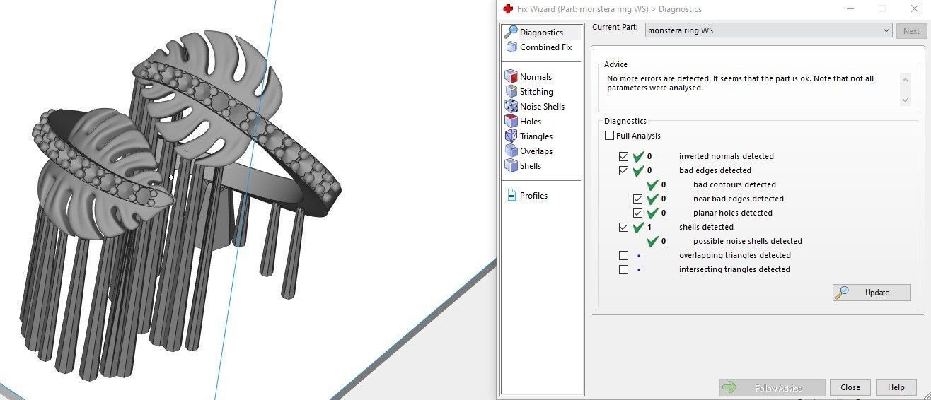 Diamond palm monstera leaf ring Pre supported STLs included 3D print model_13