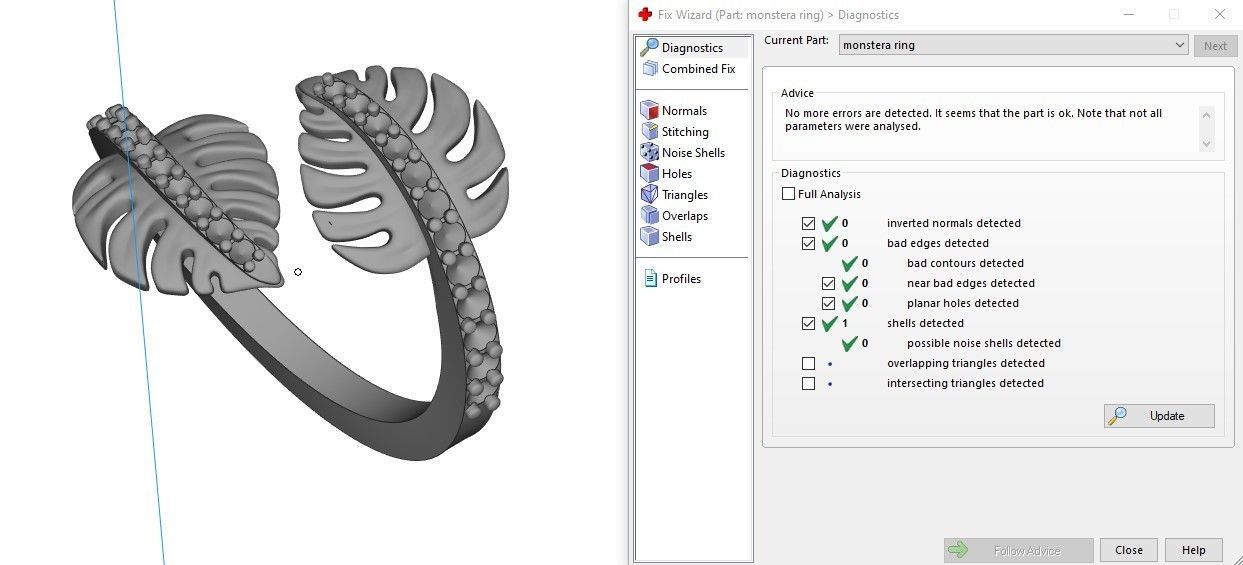 Diamond palm monstera leaf ring Pre supported STLs included 3D print model_12
