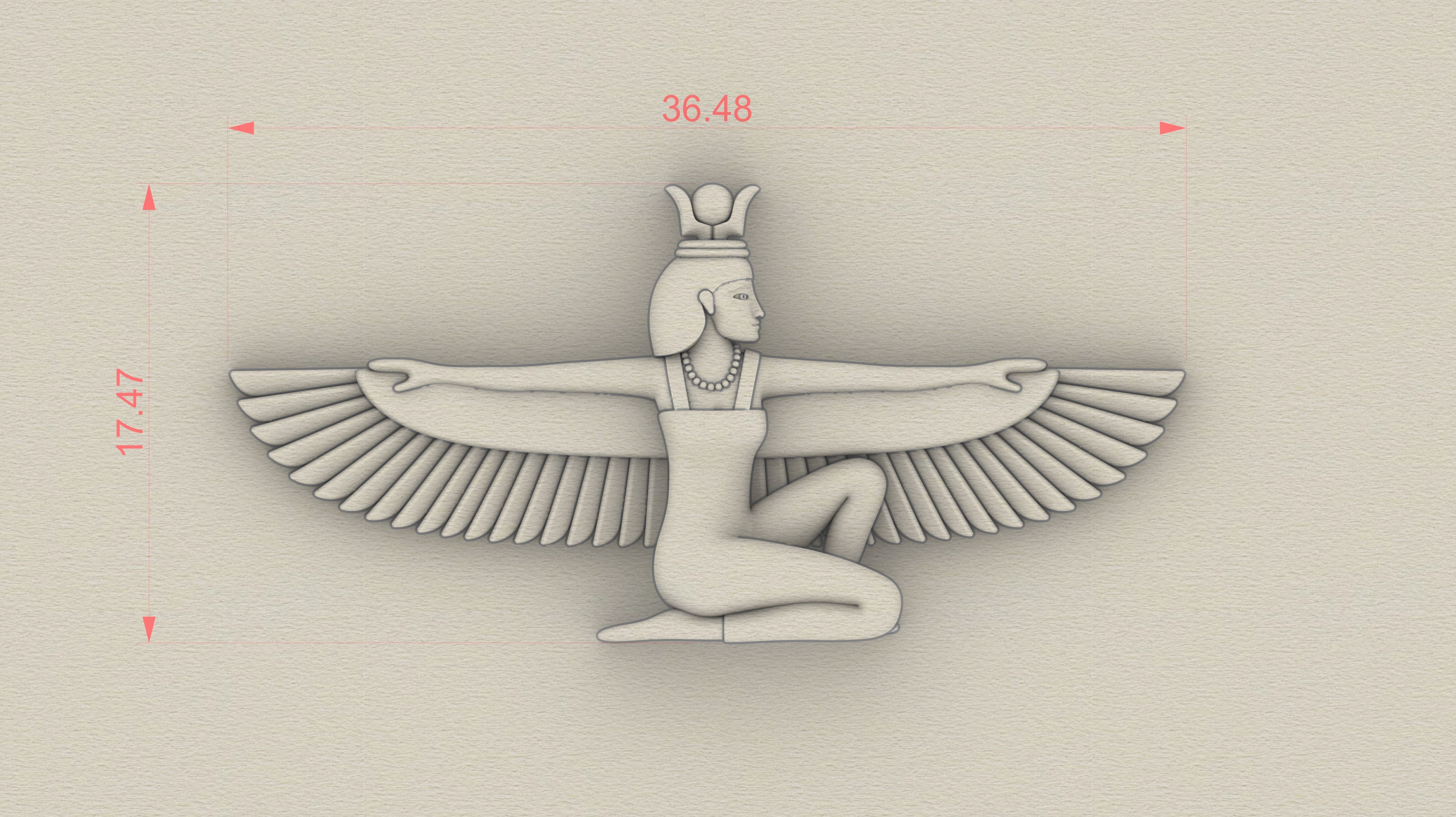 Winged Isis Godess necklace 3D print model_8