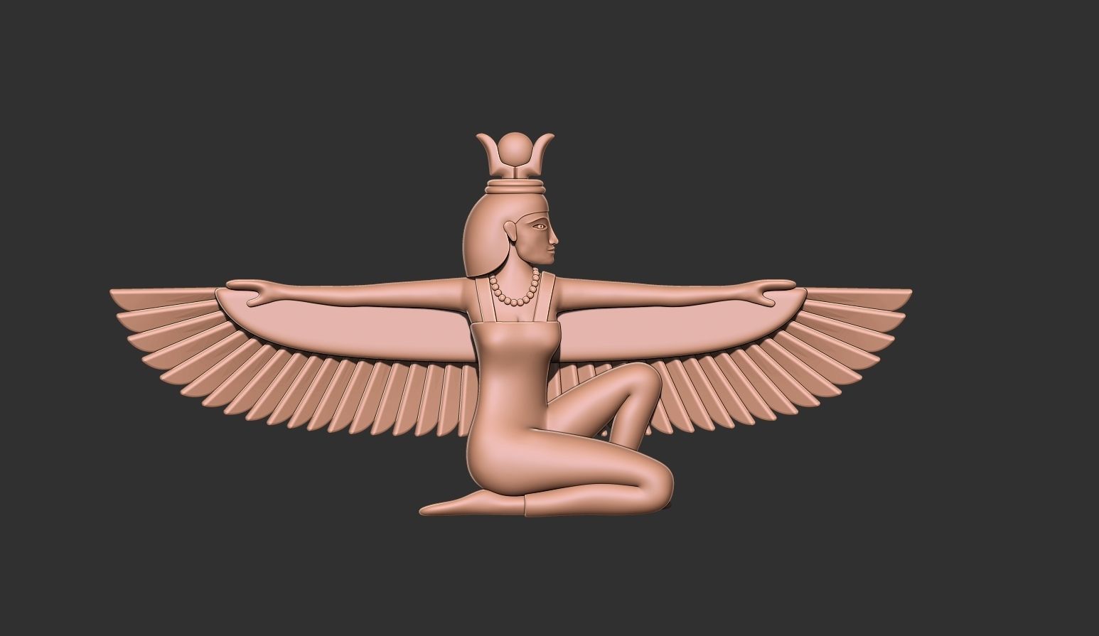 Winged Isis Godess necklace 3D print model_2