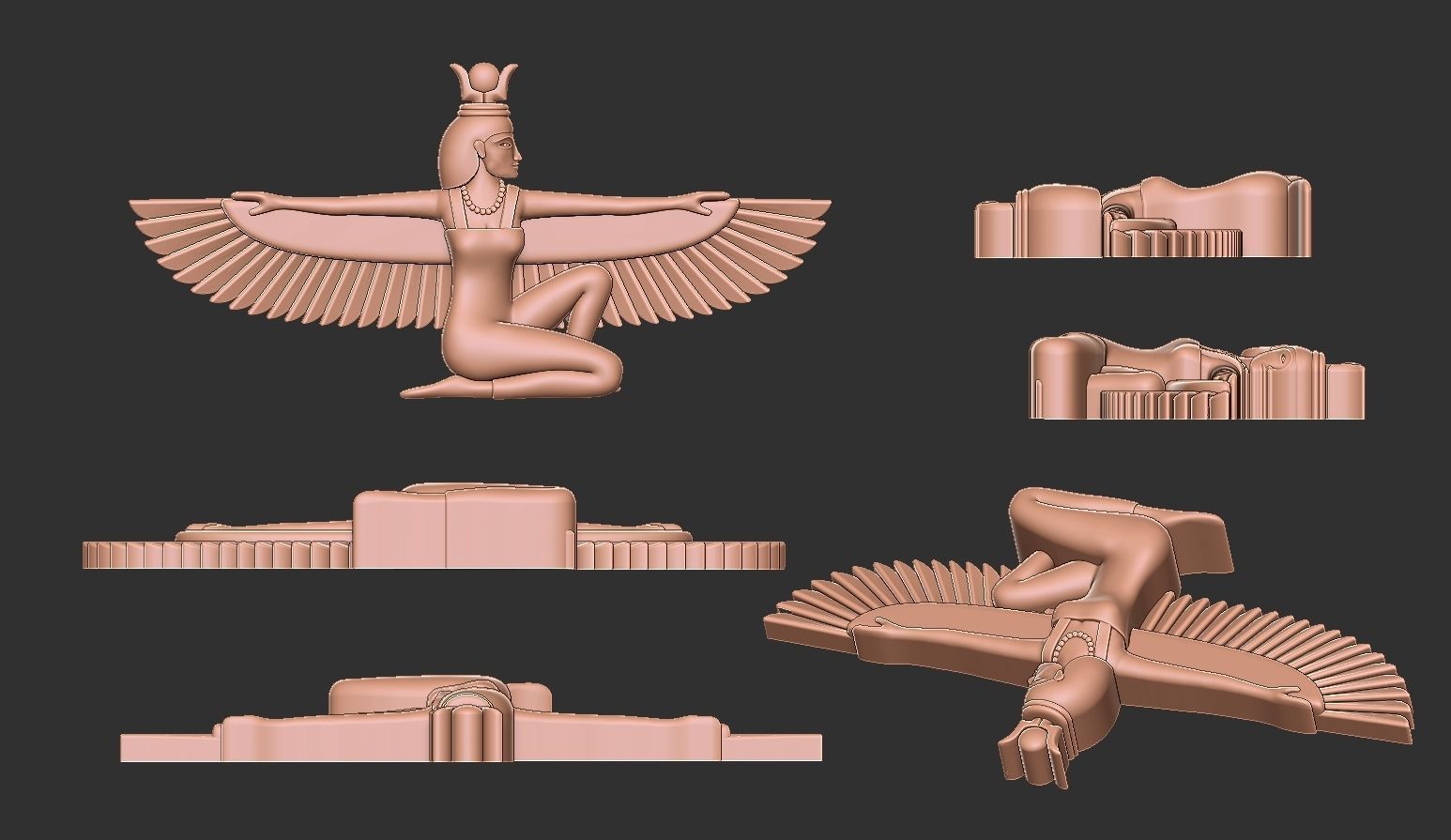 Winged Isis Godess necklace 3D print model_10