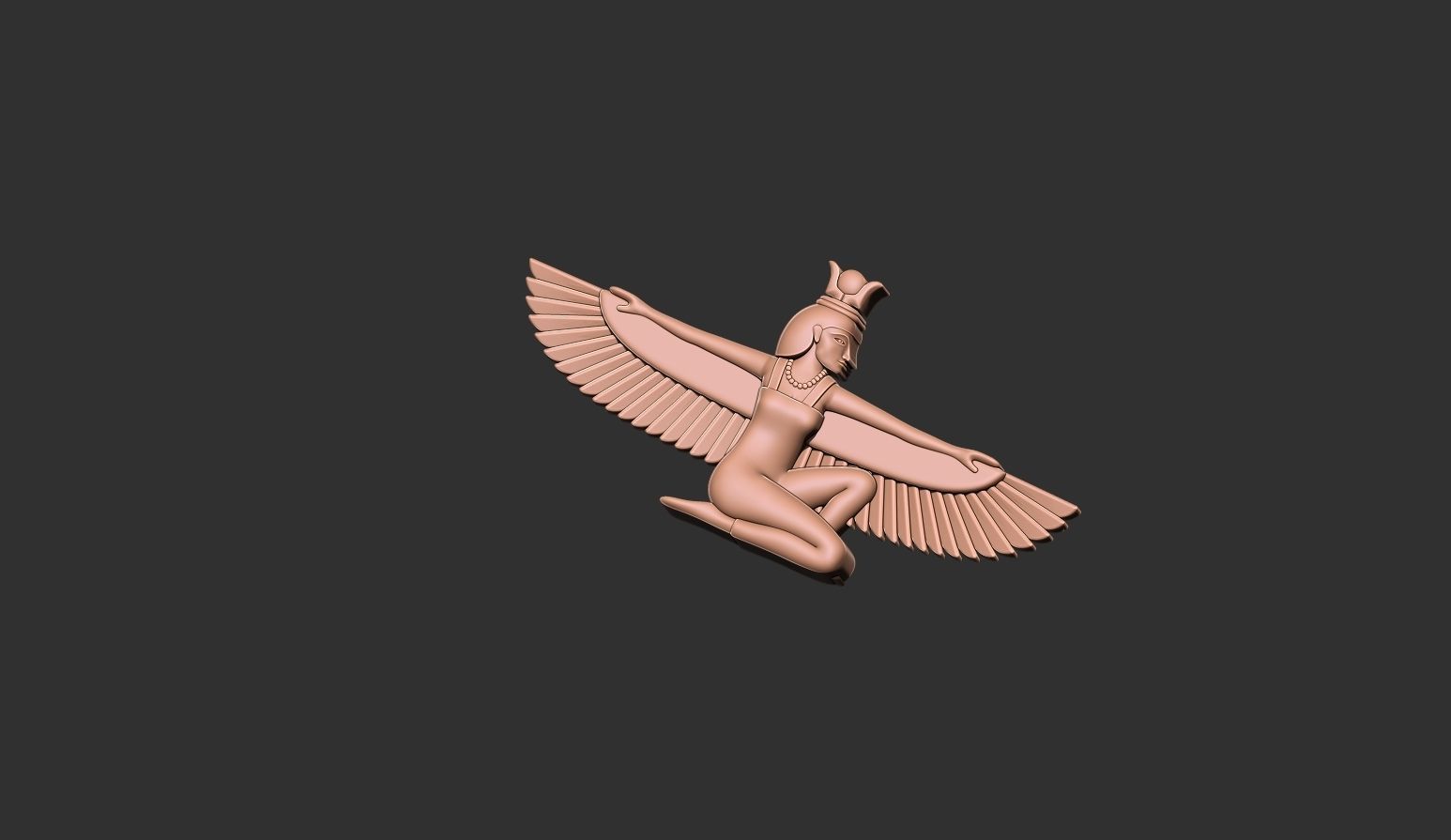 Winged Isis Godess necklace 3D print model_4