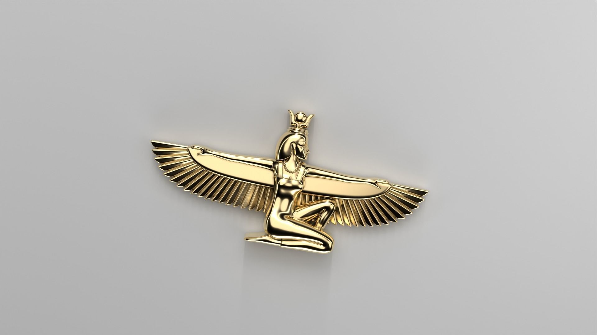 Winged Isis Godess necklace 3D print model_1