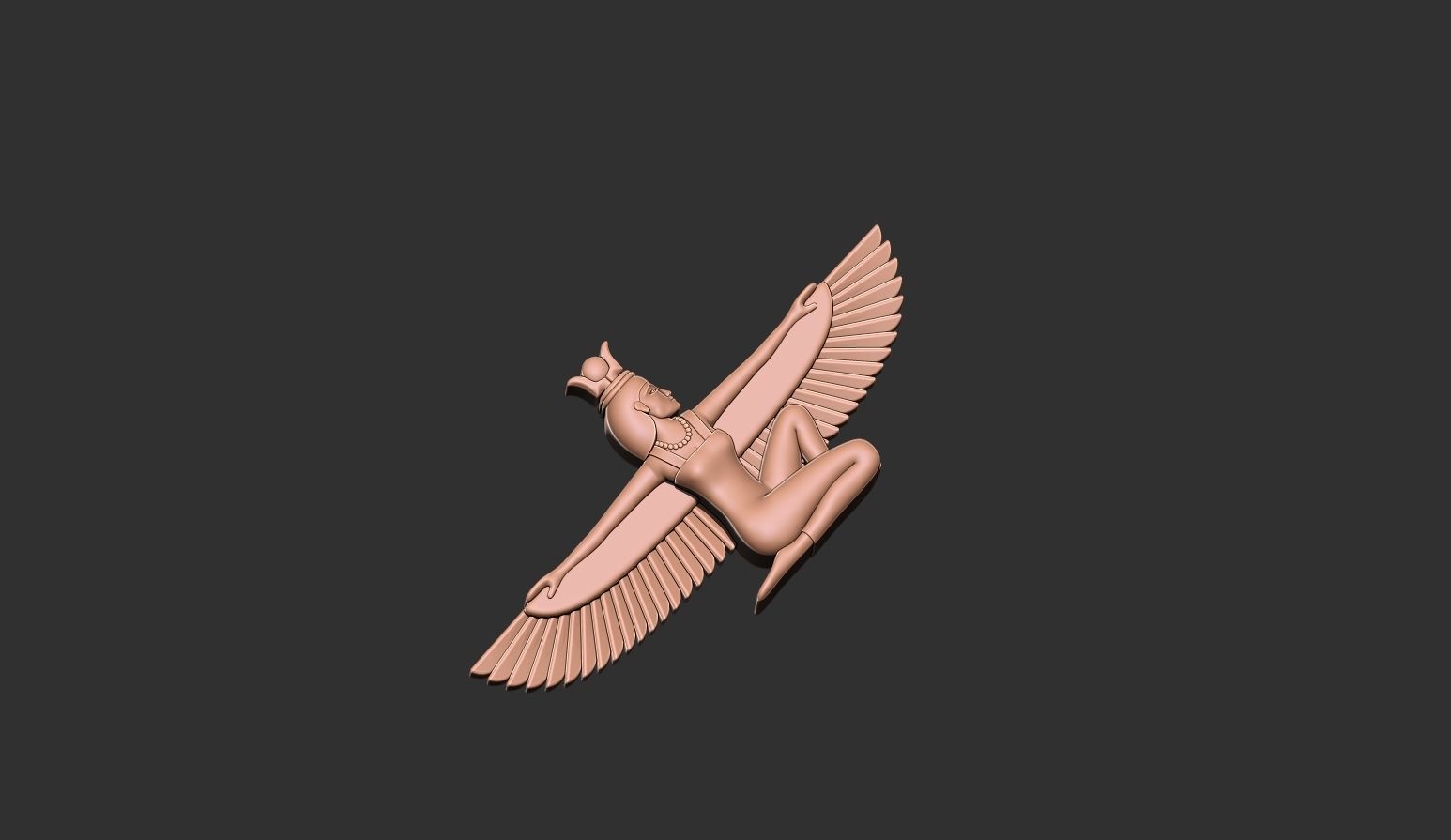Winged Isis Godess necklace 3D print model_3