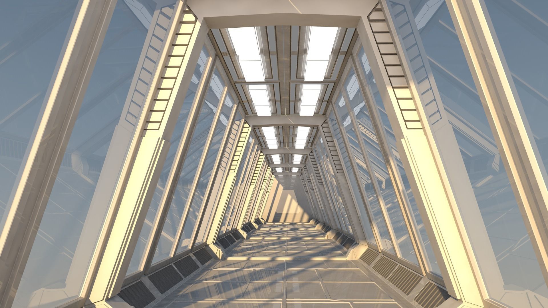 Sci Fi Tunnel Low-poly 3D model_2