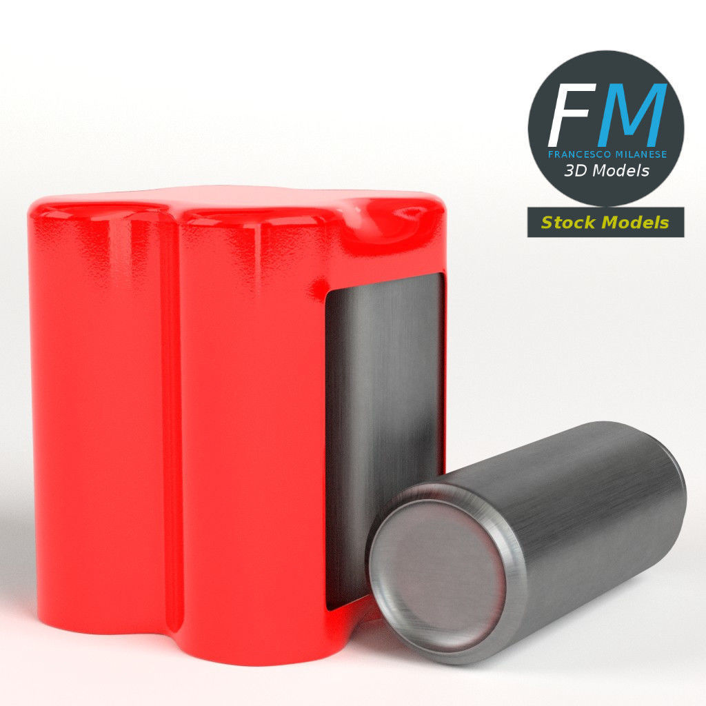 Pack of four tall soda cans 3D model_4