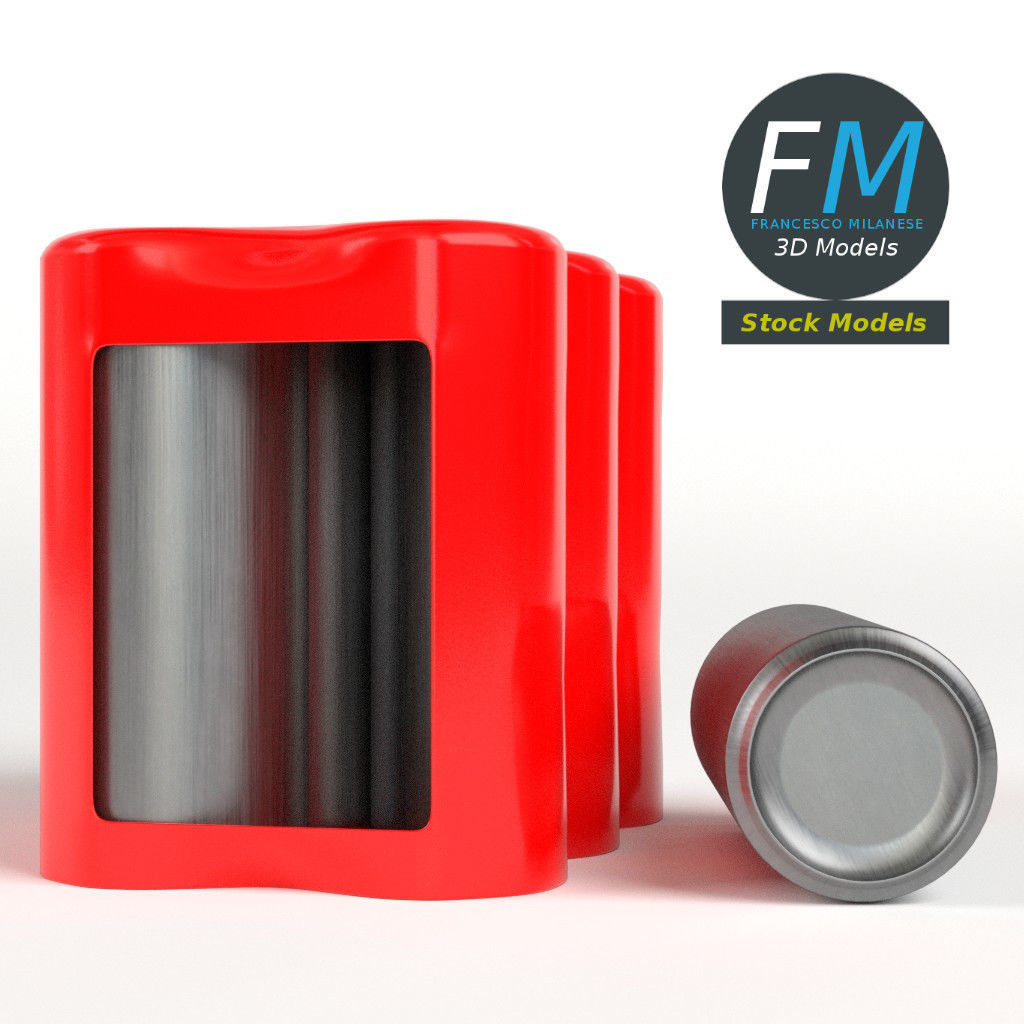 Pack of six tall soda cans 3D model_4