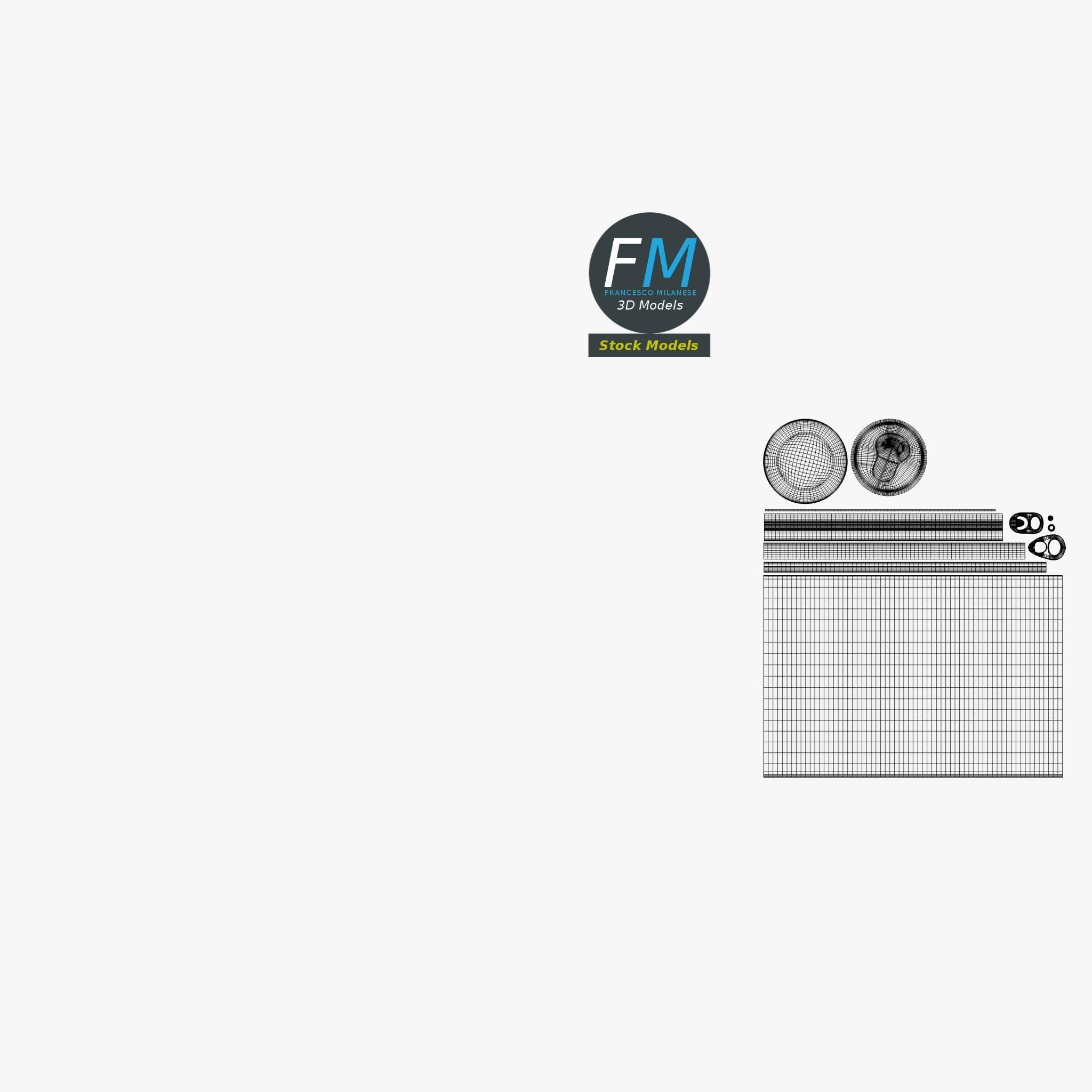 Pack of six tall soda cans 3D model_13