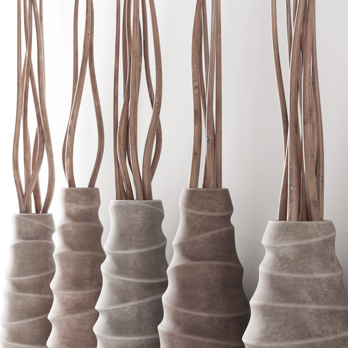 Vase concrete branch decor n6  3D model_2