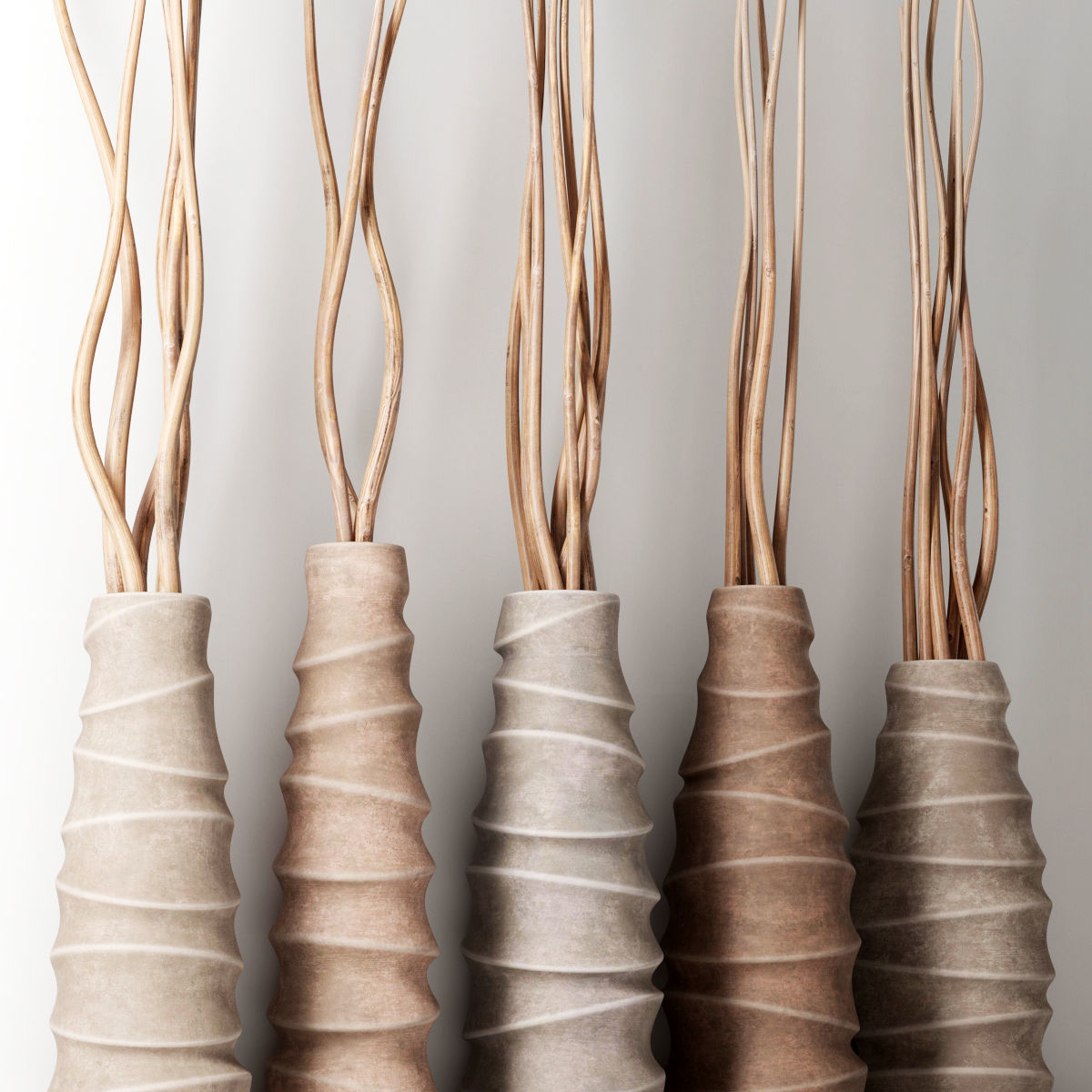 Vase concrete branch decor n6  3D model_4