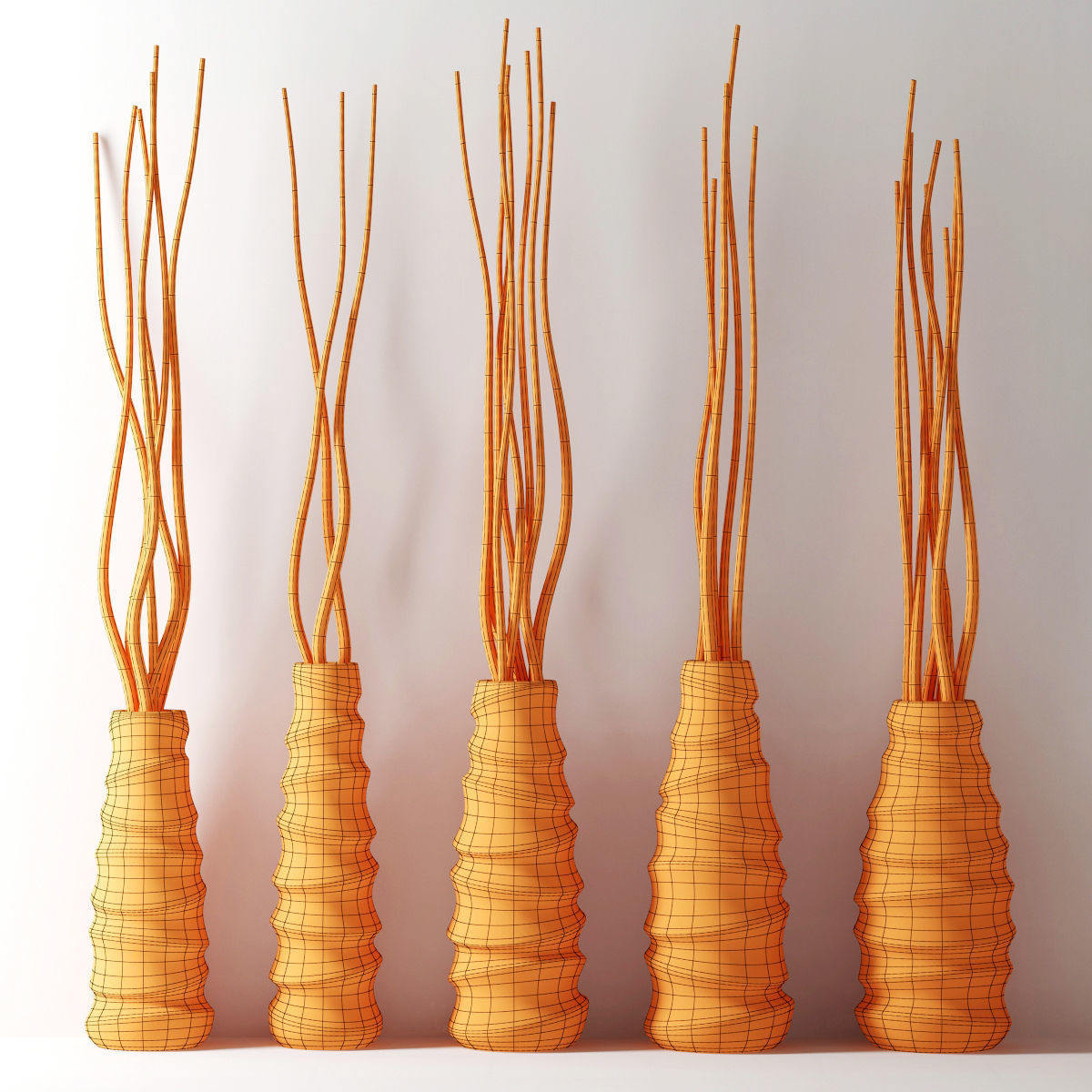 Vase concrete branch decor n6  3D model_10