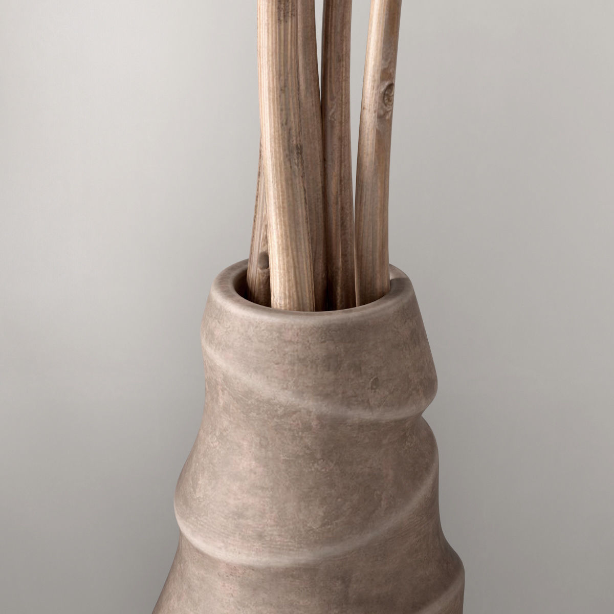 Vase concrete branch decor n6  3D model_3
