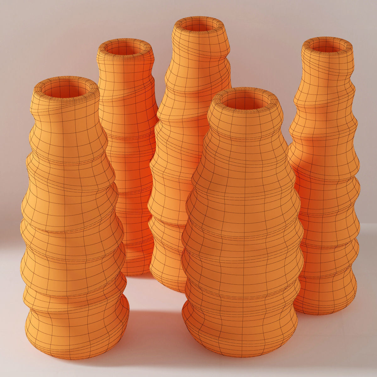 Vase concrete branch decor n6  3D model_9