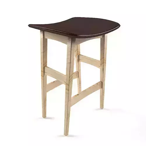 Stool with seat and wooden legs