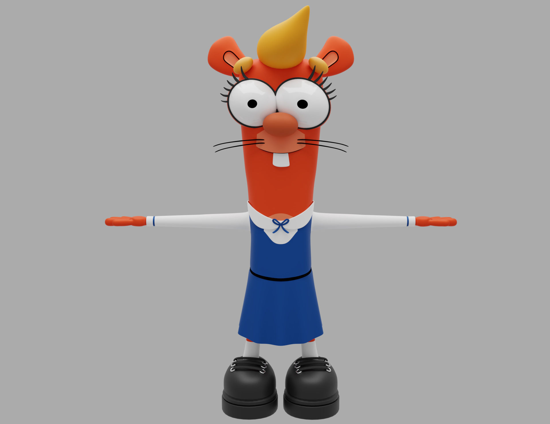 Cartoon chipmunk Low-poly 3D model_2