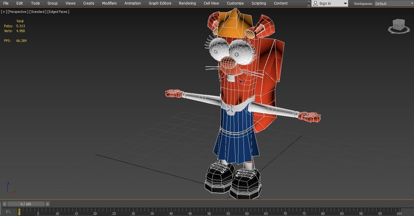 Cartoon chipmunk Low-poly 3D model_16