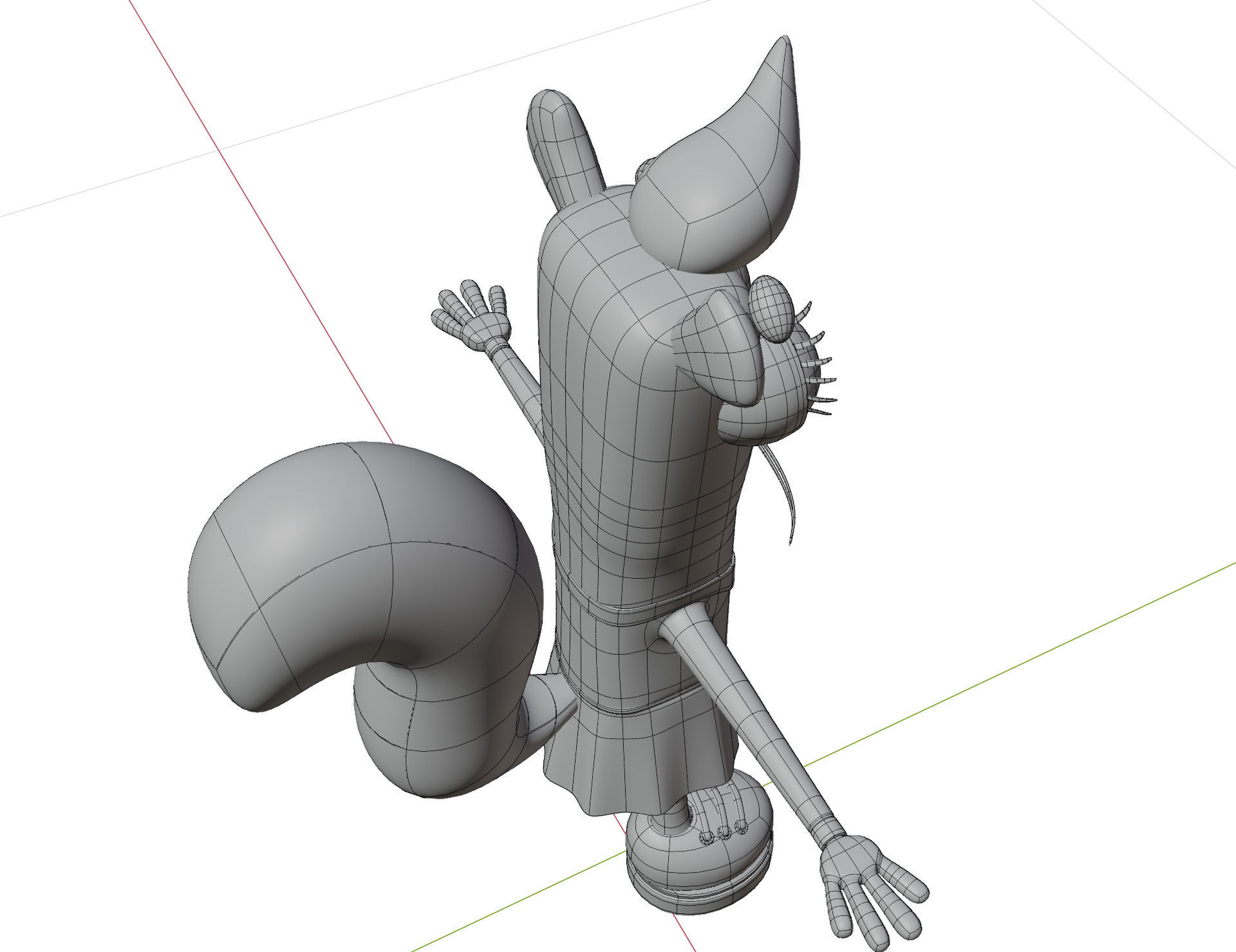 Cartoon chipmunk Low-poly 3D model_14