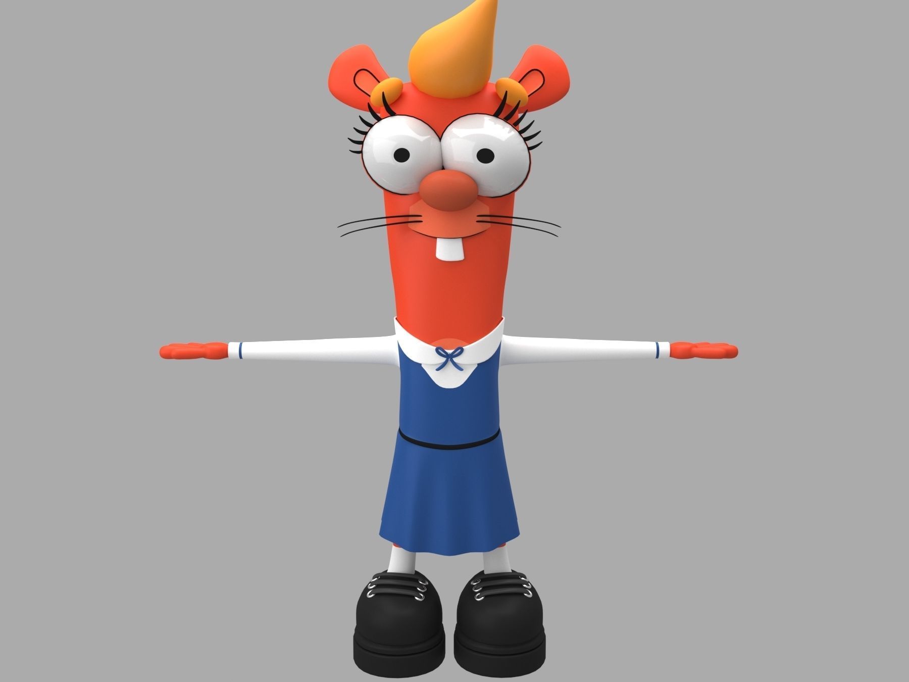 Cartoon chipmunk Low-poly 3D model_15