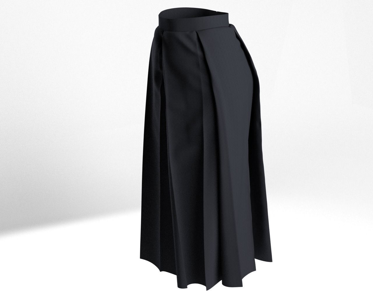 Stylish Designer Women Box Pleats Skirt 3D model 3D model_3