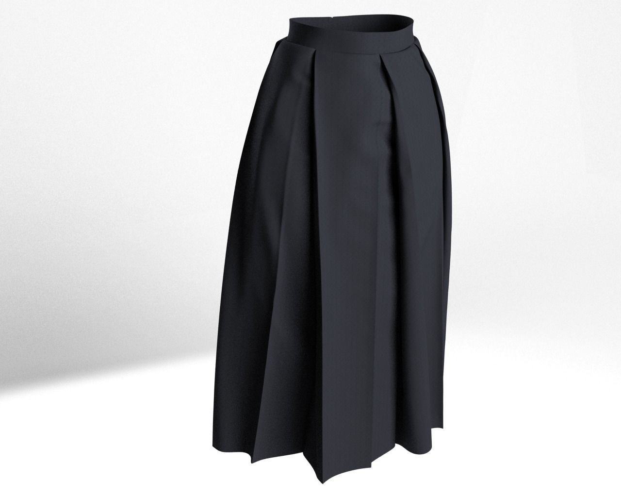 Stylish Designer Women Box Pleats Skirt 3D model 3D model_8
