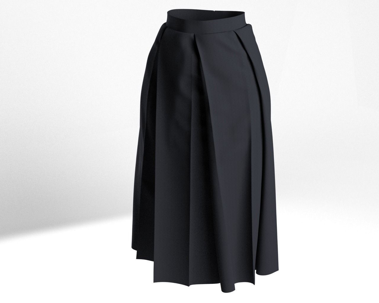 Stylish Designer Women Box Pleats Skirt 3D model 3D model_2