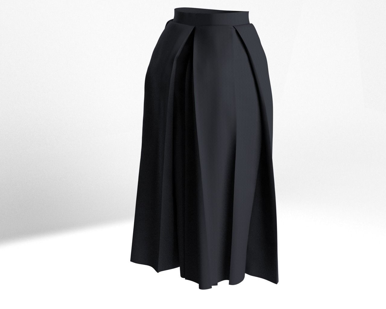 Stylish Designer Women Box Pleats Skirt 3D model 3D model_6