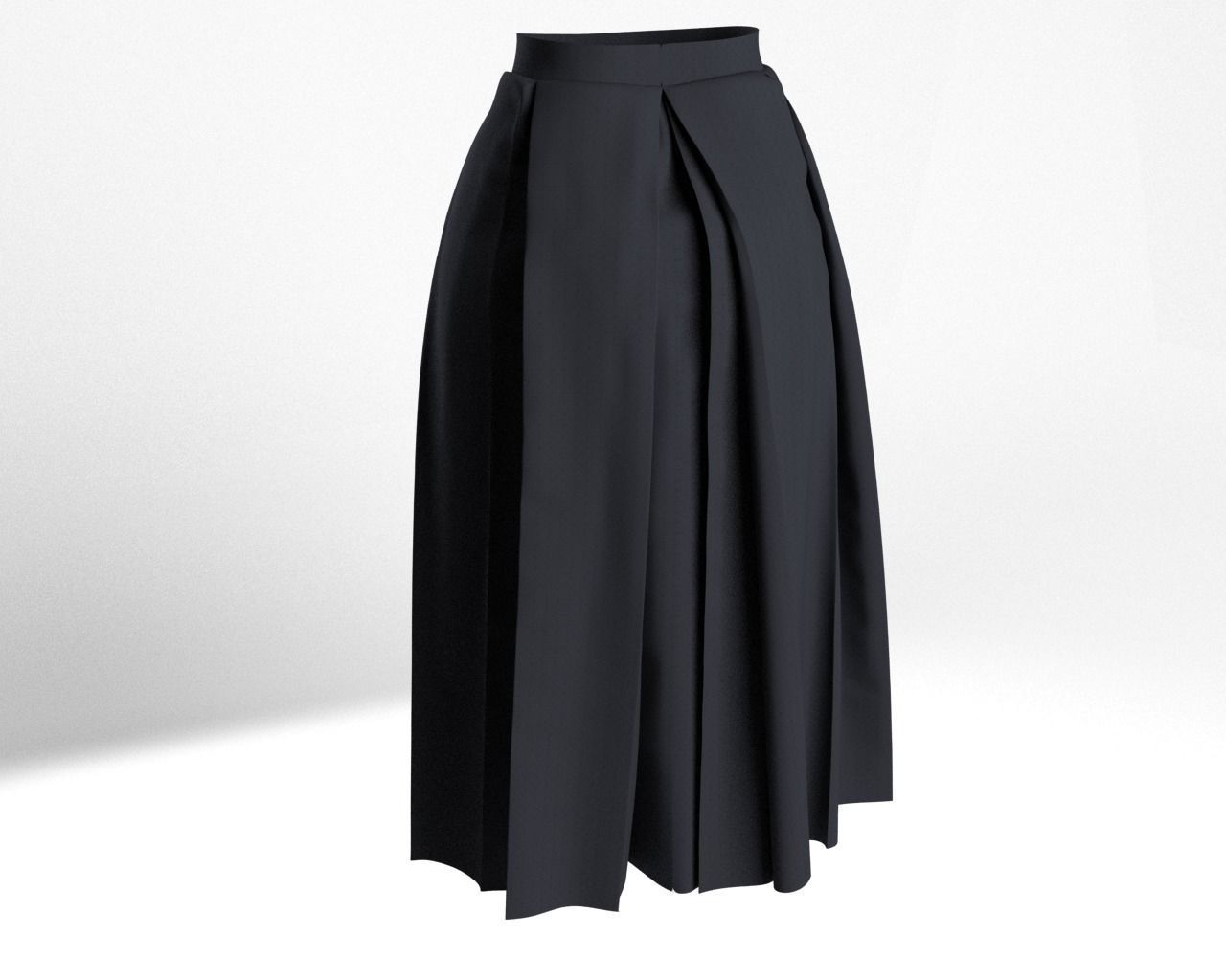Stylish Designer Women Box Pleats Skirt 3D model 3D model_5
