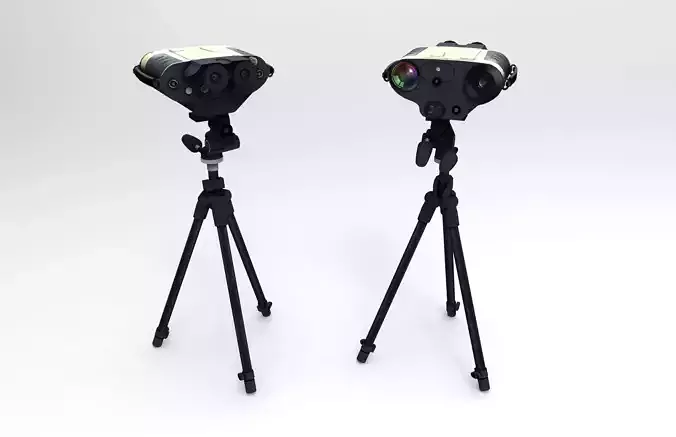 Binacular E pair of telescopes on tripods