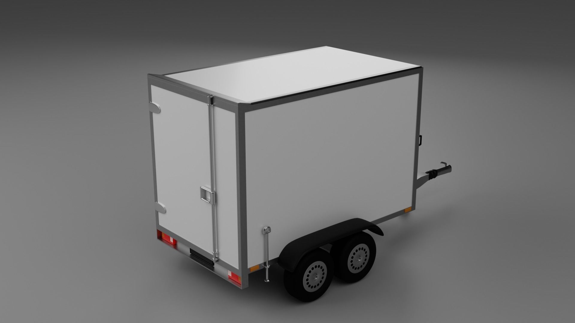Car Trailer closed Koffer PKW Anhanger 3D model_2