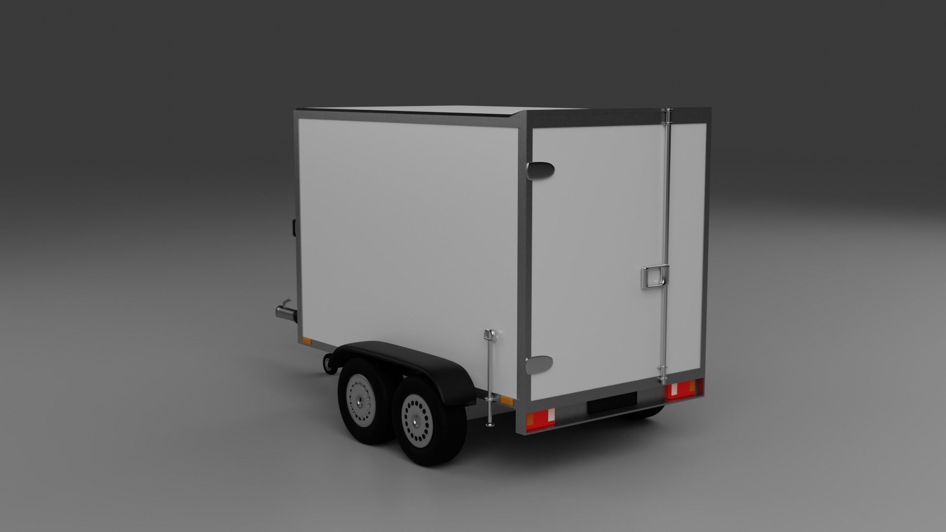 Car Trailer closed Koffer PKW Anhanger 3D model_1