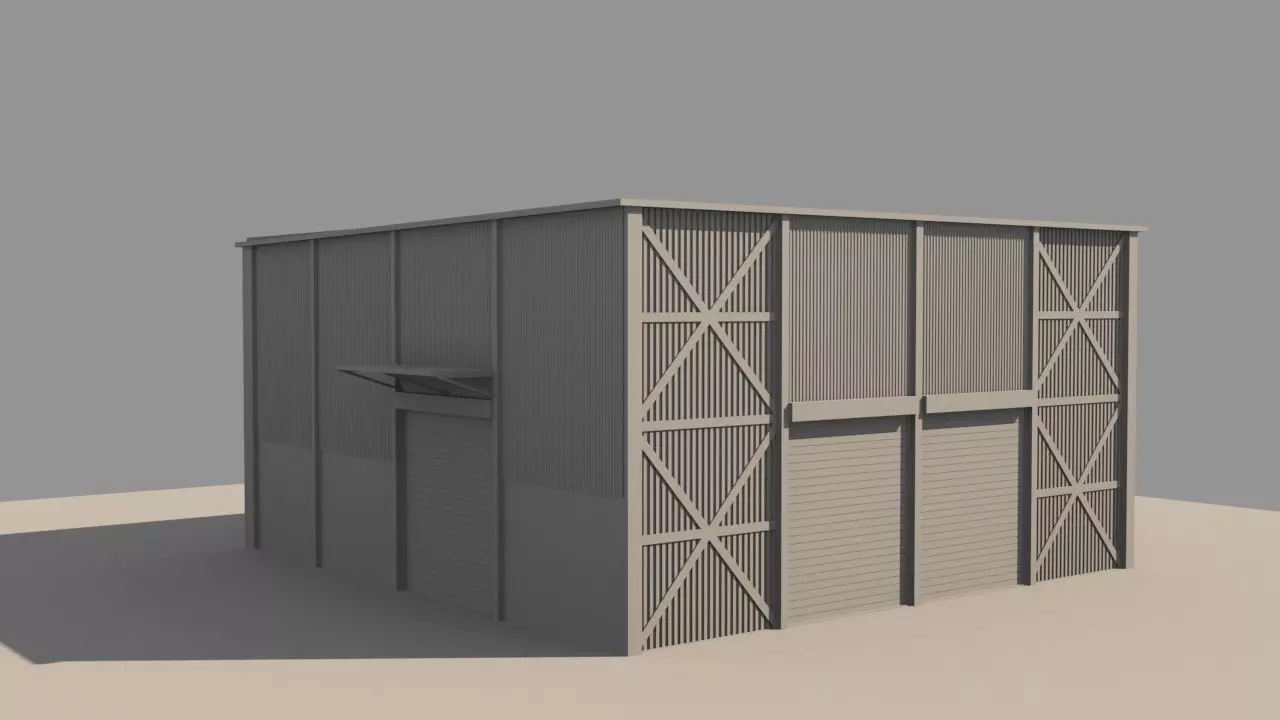 Godown or warehouse or storage place 3D model_0